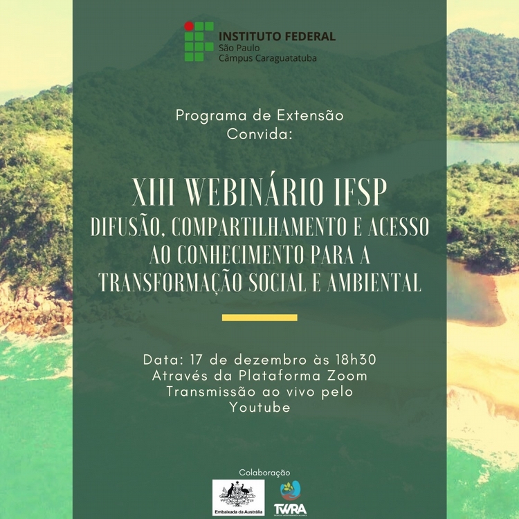 XIII Webinário IFSP - Difusão, compartilhamento e acesso ao conhecimento para a transformação social e ambiental