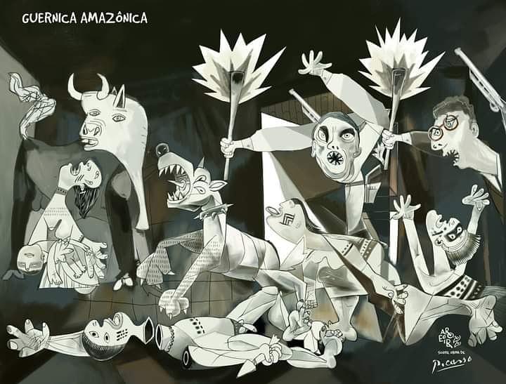 Imagem 2 - Guernica Amazônica, charge de Aroeira