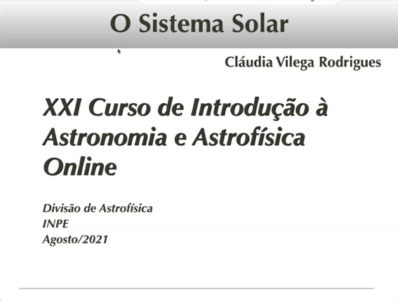 Imagem 4 - Apresentação da professora Claudia Vilega Rodrigues sobre o Sistema Solar