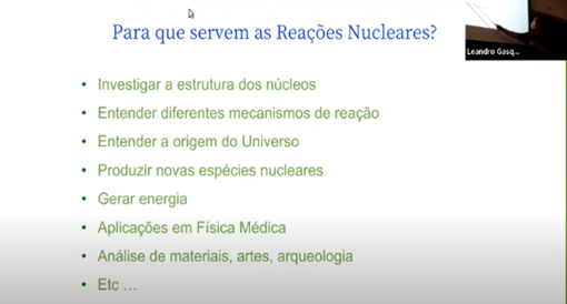 Imagem 2 – Cena de aula do curso sobre Física Nuclear