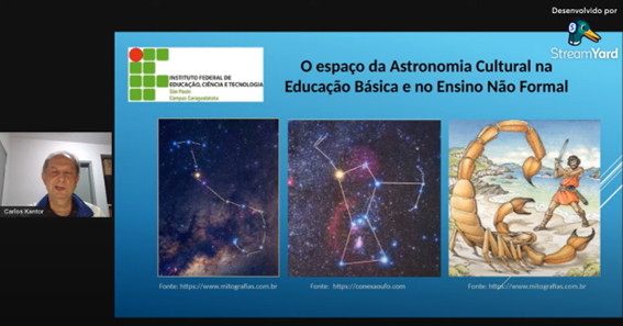 Imagem 4 – Slide sobre as constelações do Escorpião e de Órion
