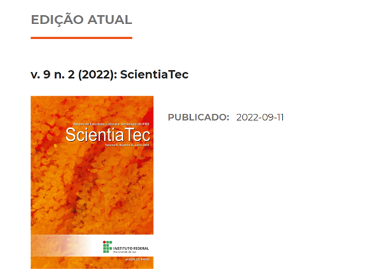 Imagem 3 – Imagem do site da Revista ScientiaTec em dezembro de 2022