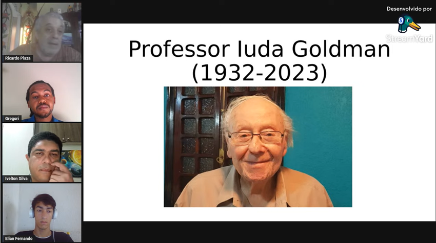 Imagem 8 – Slide com homenagem ao professor Iuda Goldman