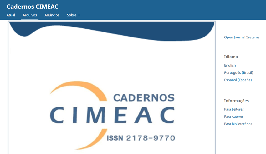Imagem 3 – Imagem do site dos Cadernos CIMEAC em 2024