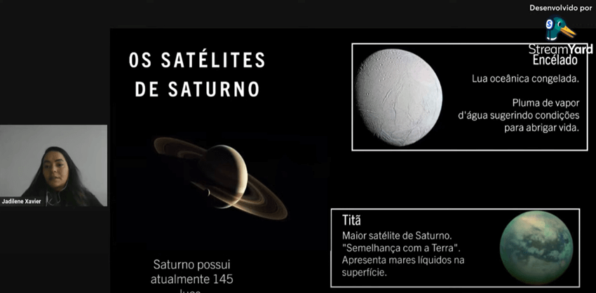 Imagem 6 – Slide sobre os satélites de Saturno