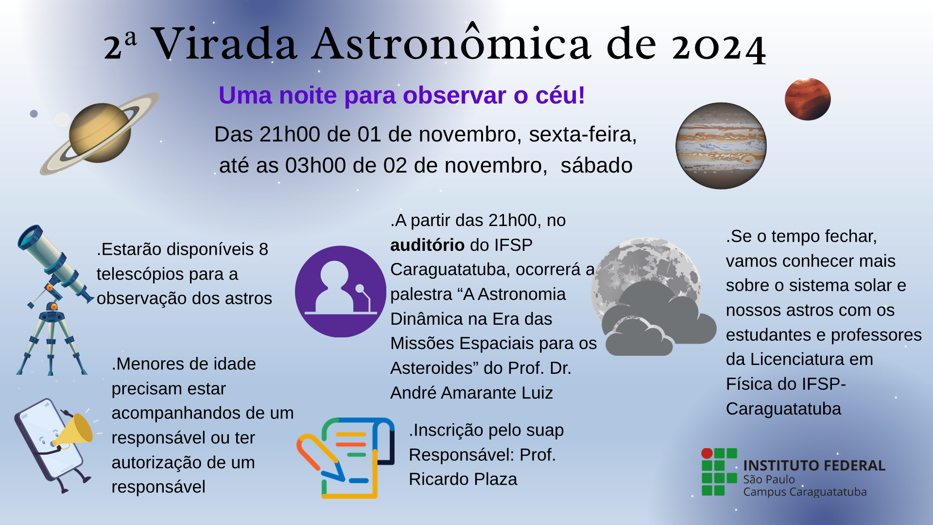 Imagem – Cartaz da Segunda Virada Astronômica de 2024